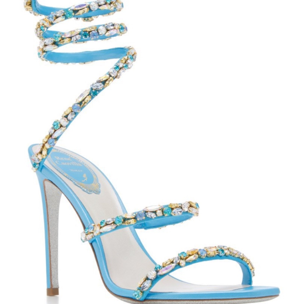Rene Caovilla Crystal-embellished satin sandals - IT40